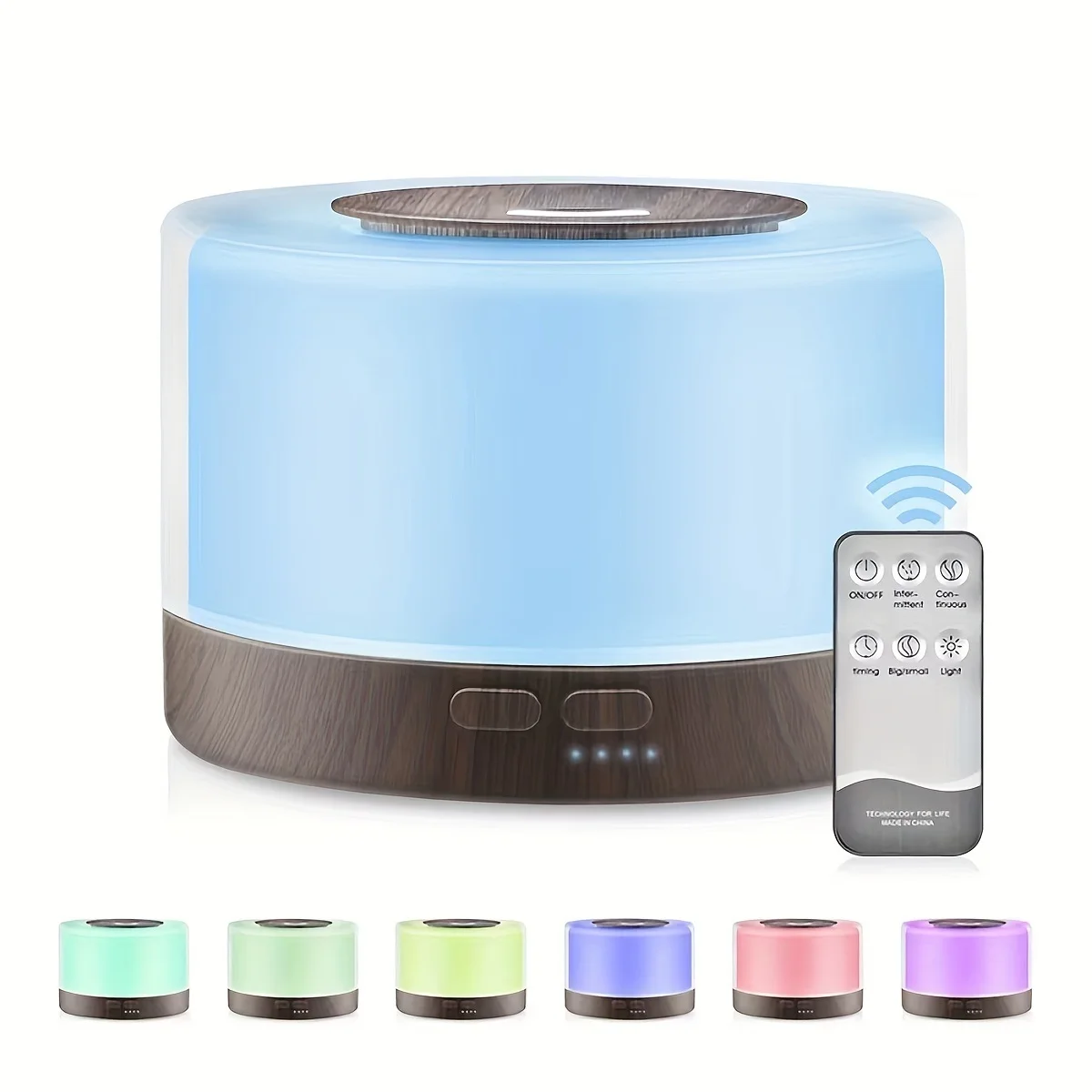 

Диффузор для дома, 500 мл, диффузор эфирного масла для ароматерапии, древесное зерно, дистанционное управление, ультразвуковой увлажнитель воздуха, крутой 7 цветов, светодиодный