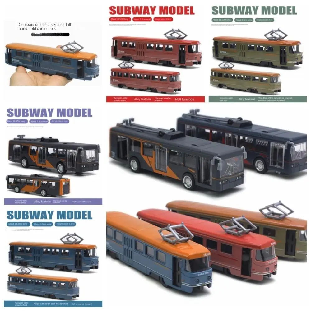 Simulation Rail Tram Light Rail Tram Model Alloy 1:50 Sound and Light Bus Retro Five Color Rail Tram Train Model