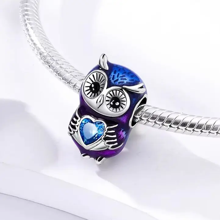

925 Silver Charm Bead Fit Original Pendant Bracelet Making Owl Trendy Jewelry Gift