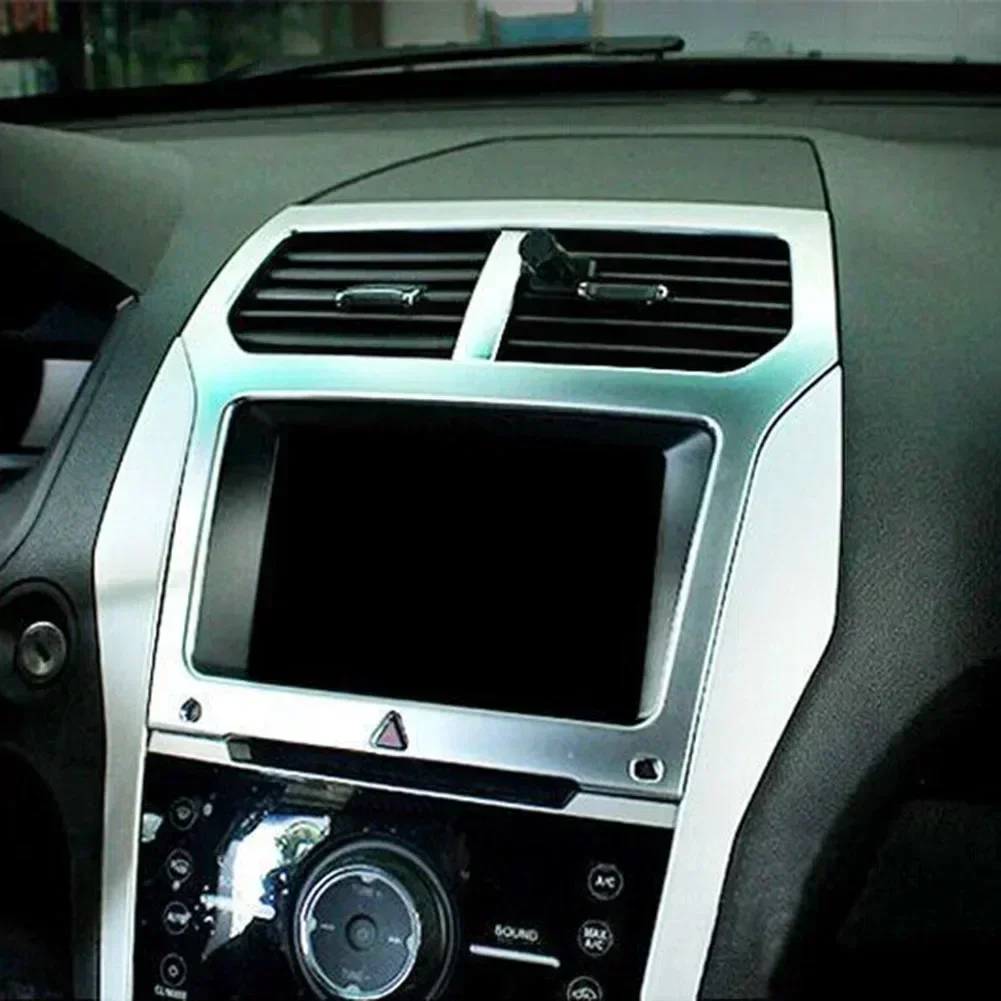 

Custom Fit for Ford Explorer 2011 2015, Interior Dashboard Console Navigation Cover Trim, ABS Matte Chrome Plastic