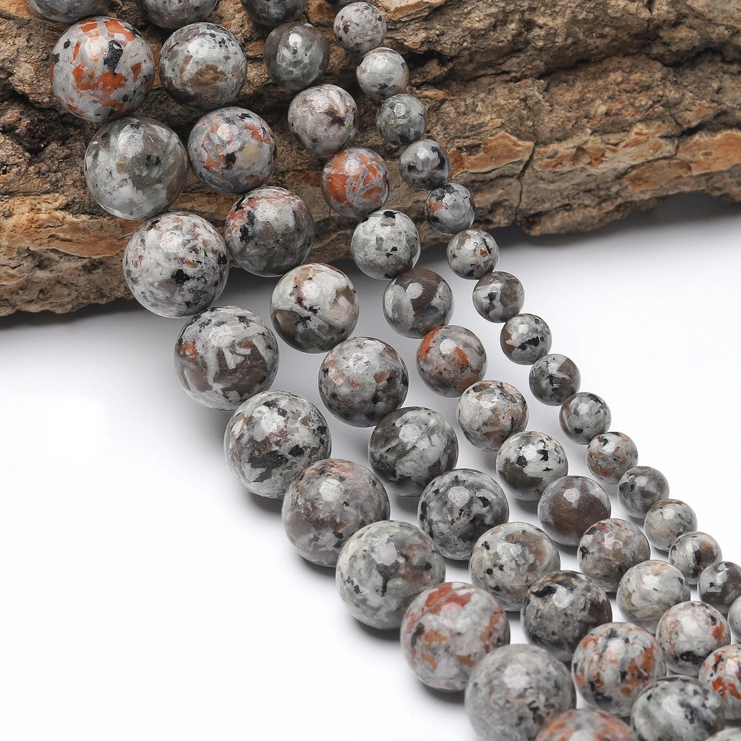 Natural Round Flame Stone Beads 6-12mm Yooperlite Fire Sodalite Loose Spacer Beads for Jewelry Making DIY Bracelet Necklace 15'