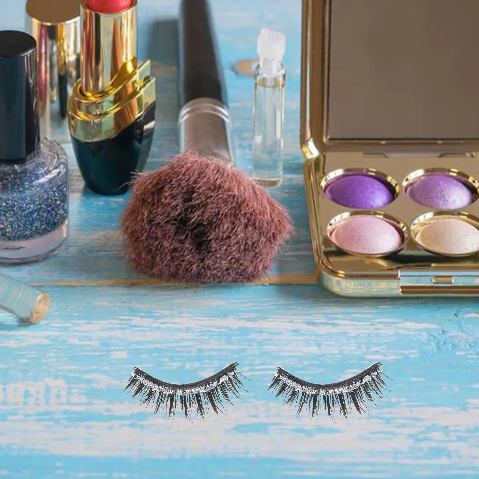 5 أزواج من الرموش الصناعية المتلألئة، إكسسوار مكياج ناعم طبيعي، رموش من الألياف الاصطناعية للنساء، رموش مزخرفة كثيفة وخفيفة الوزن #6