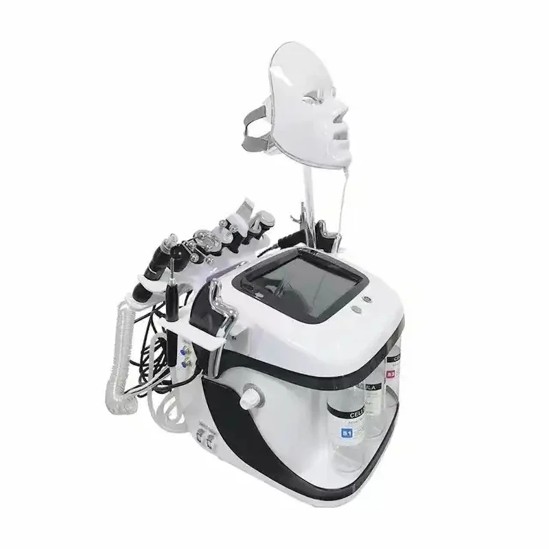 11 In 1 Draagbare Multifunctionele Hydra Dermabrasie Hydra Peeling Vacuüm Mee-Eter Verwijderaar Huidverzorgingsmachine Met Led Gezichtsmaskers