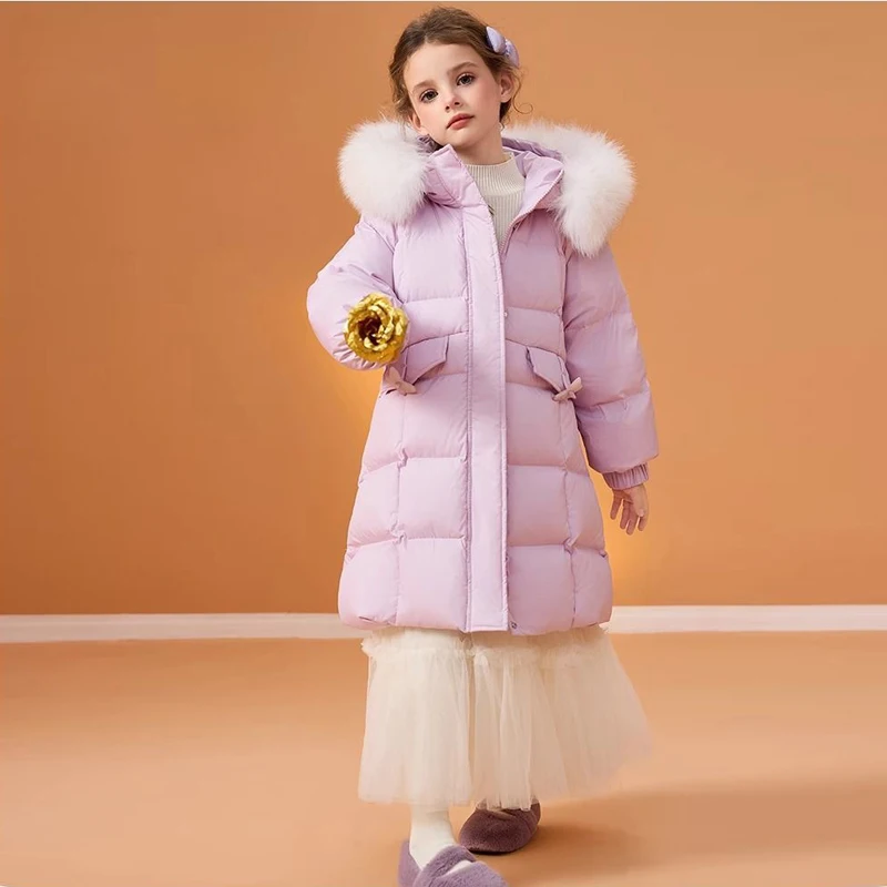 

Girls' Long Hooded Cotton Jacket 2025 Winter New Children's Coat Warm and Thick Girls' Clothing RM135