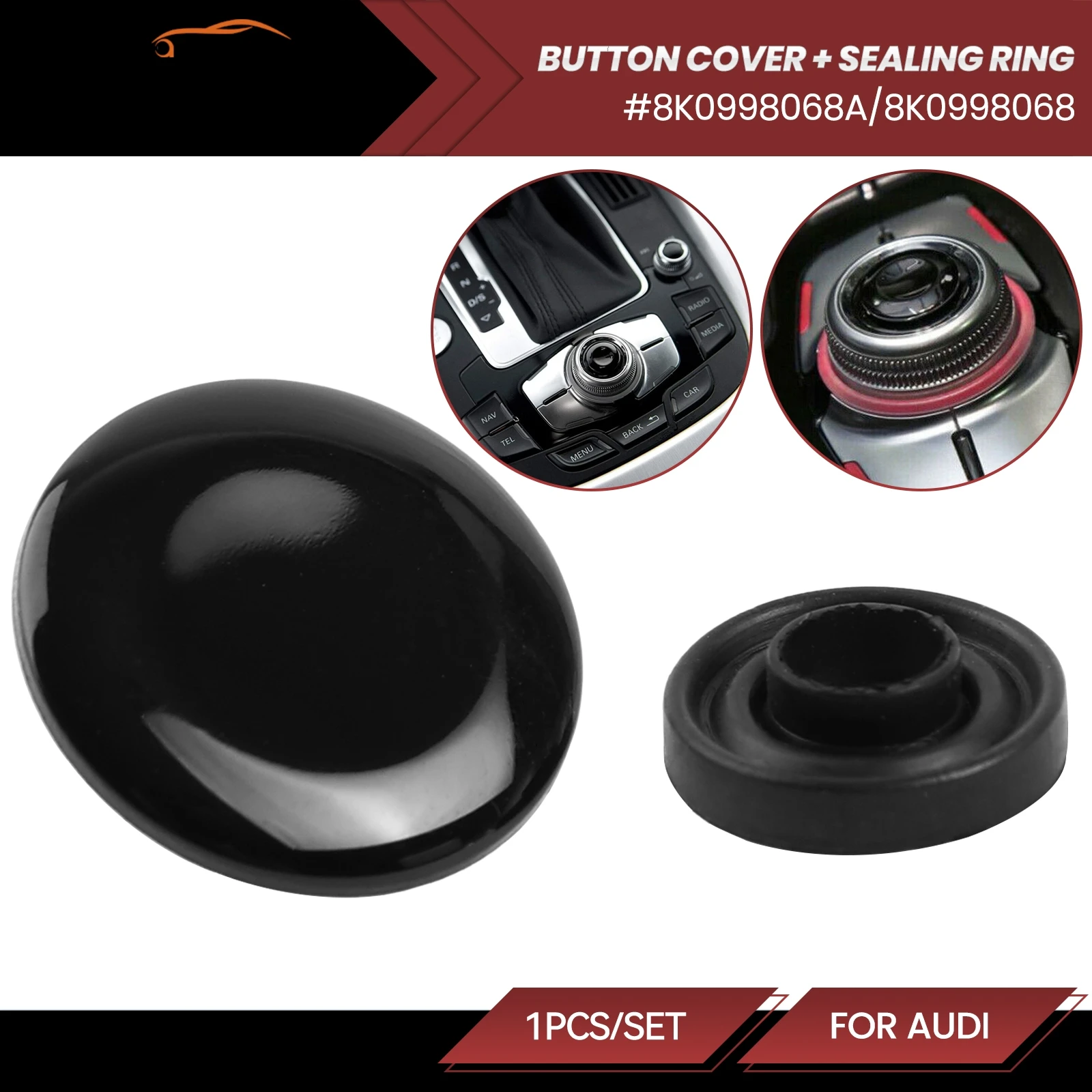 8K0998068A Glossy Black MMI Knob Center Console Replacement Joystick Button Cover Repair Kit For Audi A4 A5 A6 Q5 Q7 8K0998068