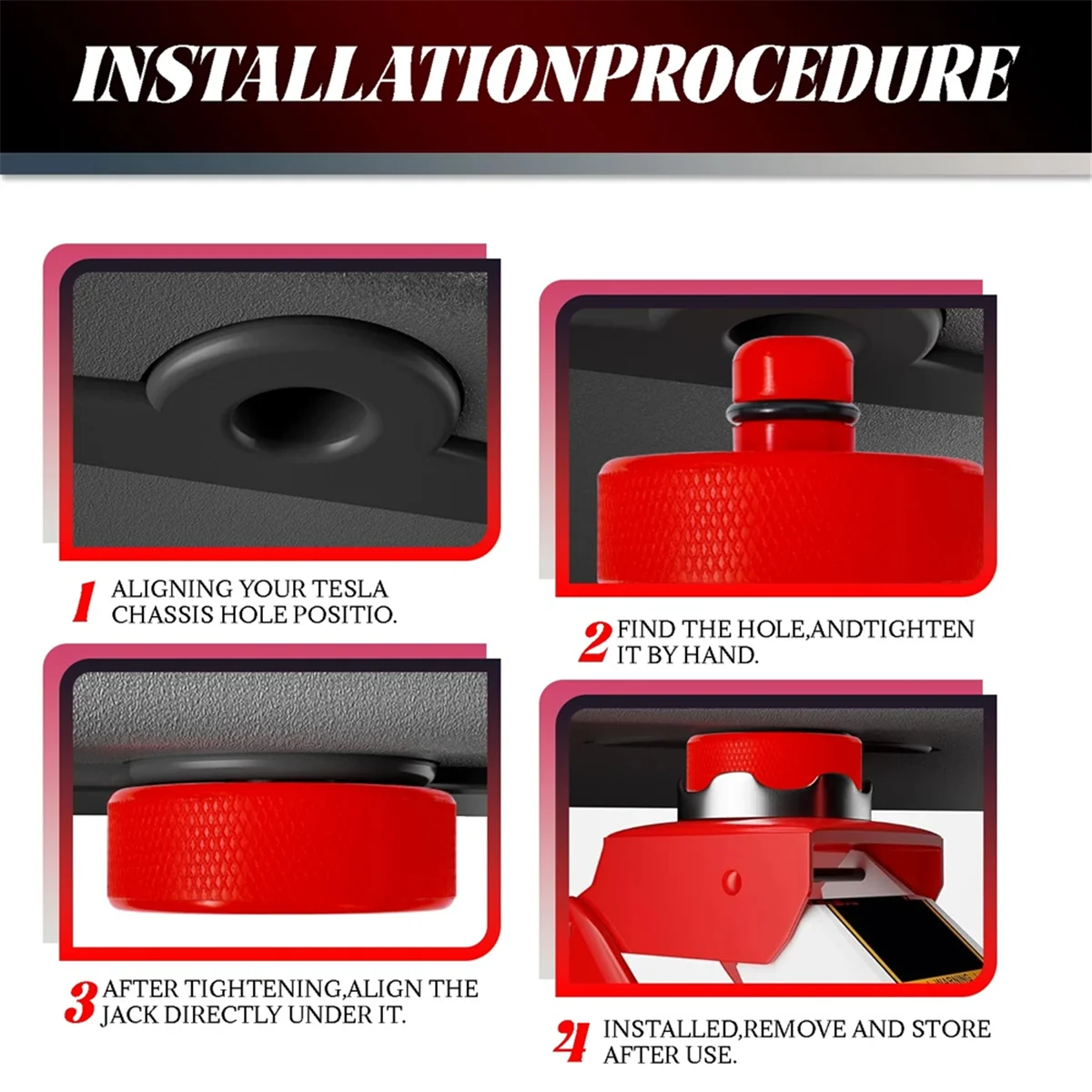 AA25 Red Reinforced Jack Pad for Y S X 2017-2024 Rubber Lifting Jacking Adapter Stand Chassis Pinch Weld