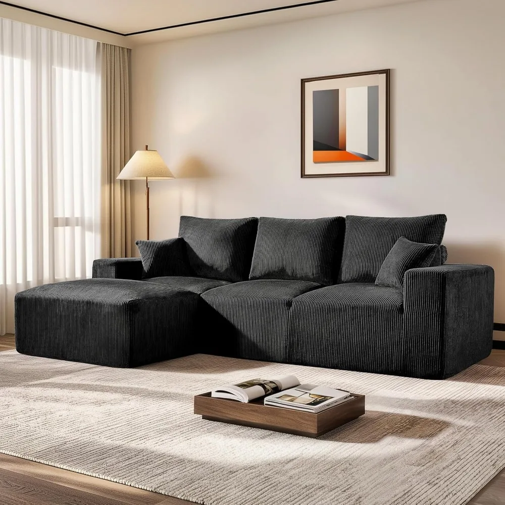 

108 Modular Sectional Sofa, Compression Sofa with Deep Seat, Modular L-Shape Couch with Chaise, Upholstered Couches for Living R