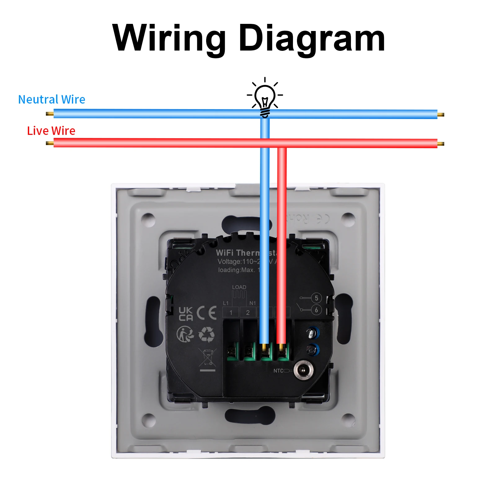 Interruttore tattile a parete Bingoelec con termostato Touchscreen LCD intelligente Tuya per sistema di riscaldamento a pavimento elettrico