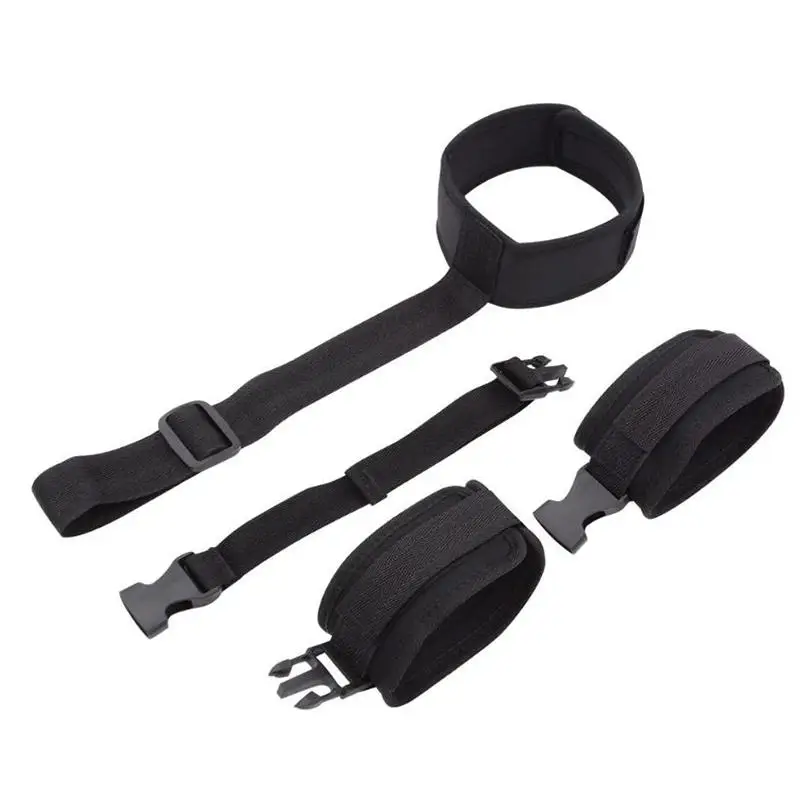 Nylon 3 Piece Bondage Gear Adjustable Women Collar Restraints Set for Couple Adult Fetish Bedroom Game - view 5