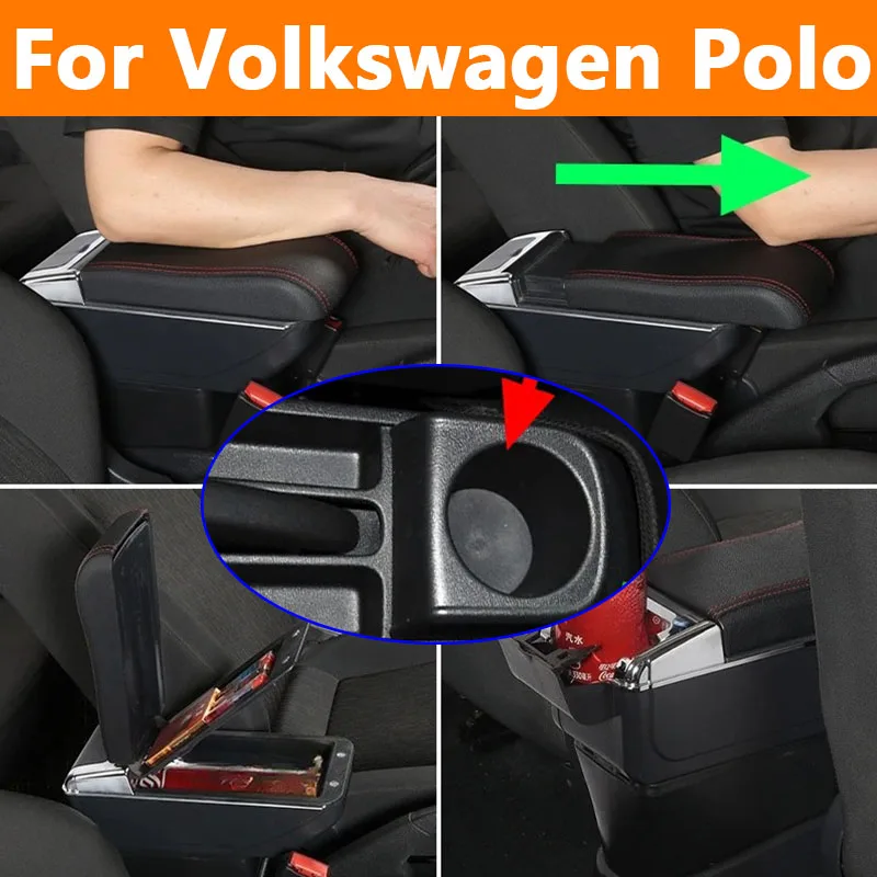 

Armrest for Volkswagen Polo for VW POLO Mk5 Interior Center Storage Box with Cup Holder 2012-2018 Car Interior Accessories