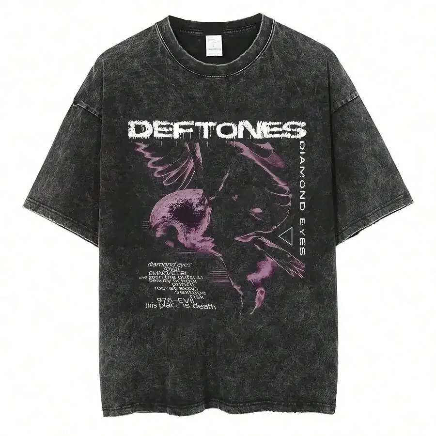 Summer TopsWashed Vintage Deftoness Diamond Eyes Album Graphic T Shirt Men Women Retro Rock Pop Music T-Shirt Male Casual Oversi