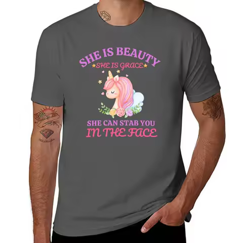 She Is Beauty Funny Unicorn T-Shirt Summer Sports Quick Dry T-Shirt