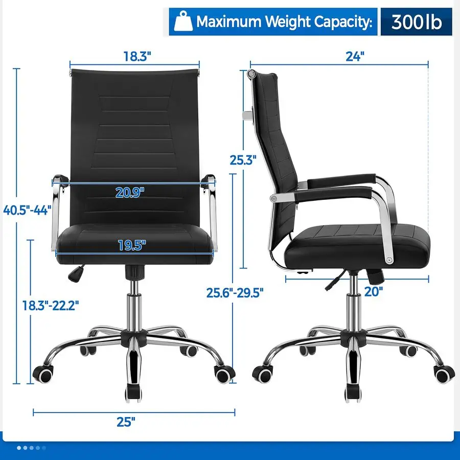 PU Leather Managerial Chair High Back Computer Desk Chair Management Task Chair Swivel Rolling Chair with Ergonomic Backrest and