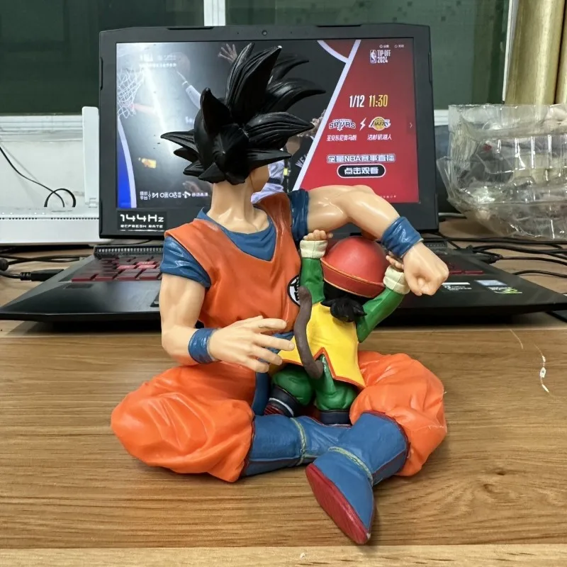 Bandai Dragon Ball Anime Figure Son Goku Son Gohan Father-son Hugging Posture Model Doll Figurines Gifts Desktop Ornaments Toy