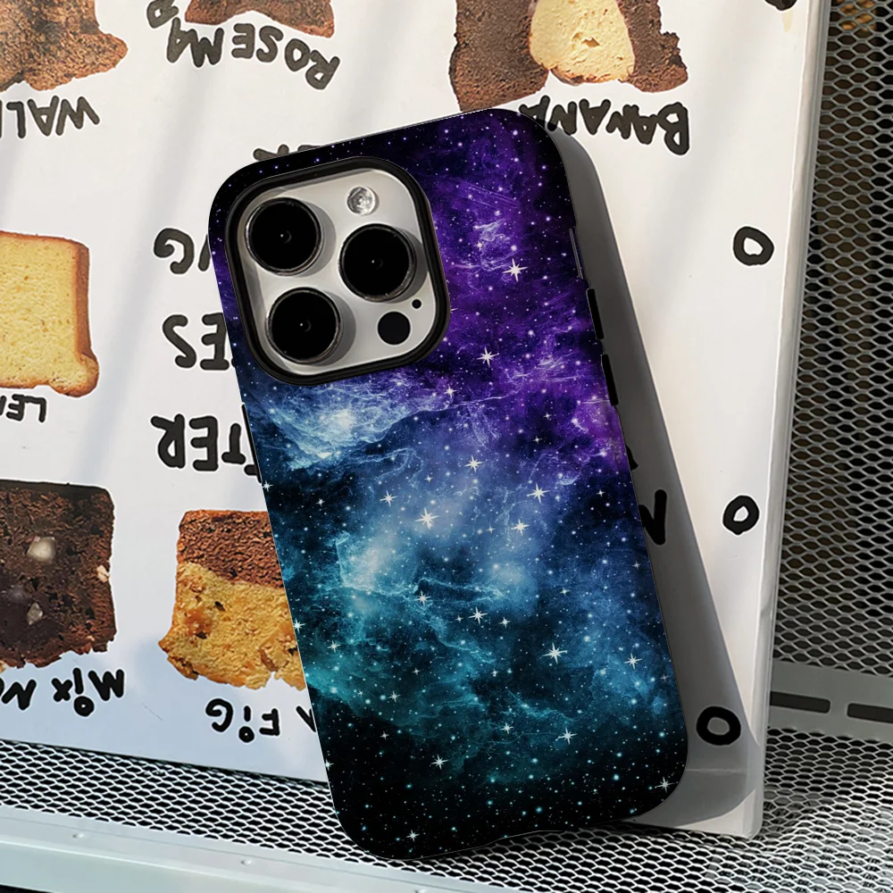 Purple Teal Galaxy Nebula Dream Phone Case Film Shell For IPhone 16 15 14 13 12 11 Pro Max Plus