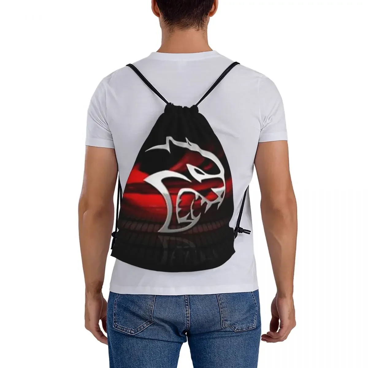 SRT Hellcat Demon Dodge Challenger Car Racing Backpacks Drawstring Bags Drawstring Bundle Pocket Sports BookBag Travel Students