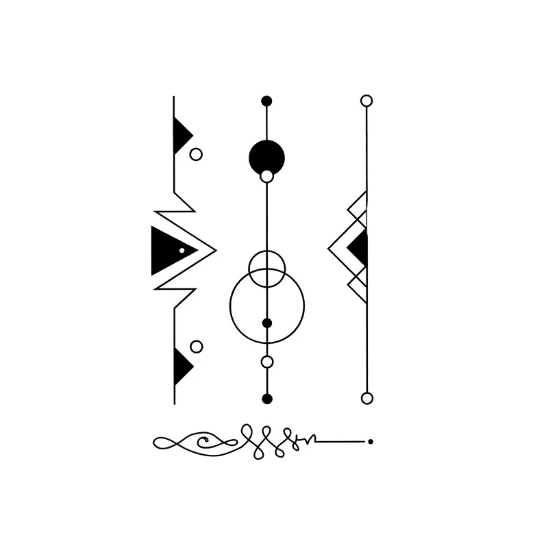 Autocollant de tatouage temporaire rond Triangle noir, symbole géométrique de petite ligne, Art corporel, bras de cou, faux tatouage en papier pour femmes et hommes