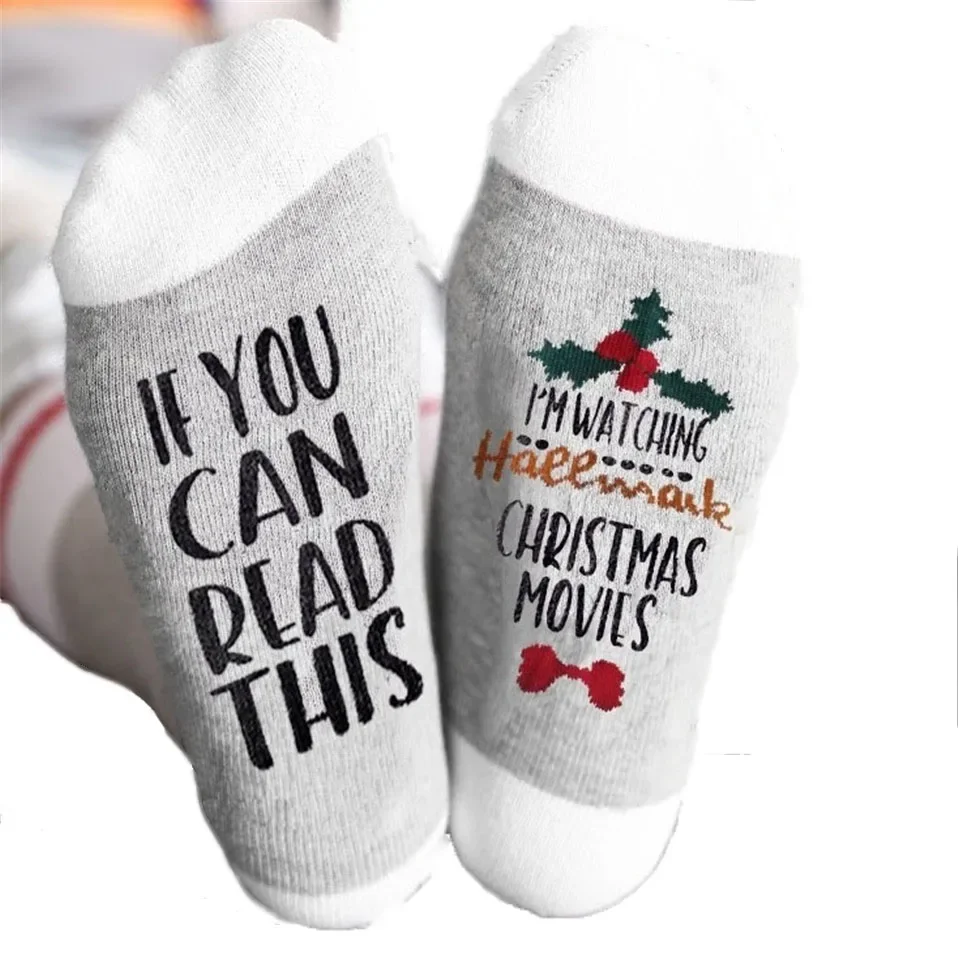 New Year Socks IF YOU CAN READ THIS I'M WATCHING CHRISTMAS MOVIES Socks Women Men Spring Winter Socks New Year Gift