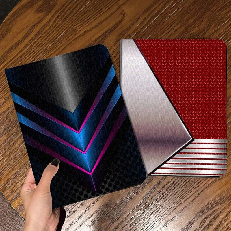 

Cool Red Grid Metal Gift For iPad Pro Air Mini 2 3 4 5 6 7 6th 7th 10th 11th 10.2 9.7 10.5 11 Foldable Tablet Case
