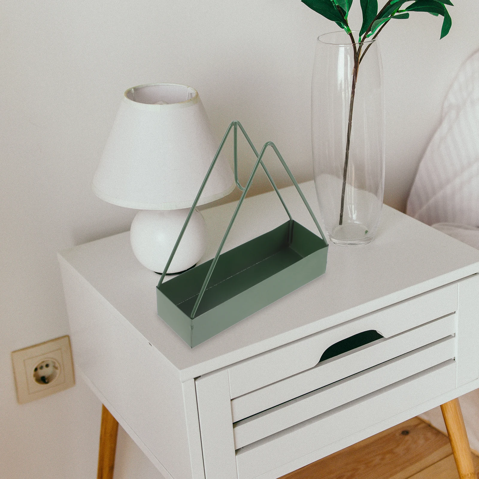 

Triangular Incense Burner Retro Wrought Iron Holder Green Large Capacity Ash Box Hanging Design Nordic Style Home