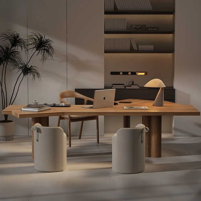 

Special-shaped workbench office designer solid wood computer desk