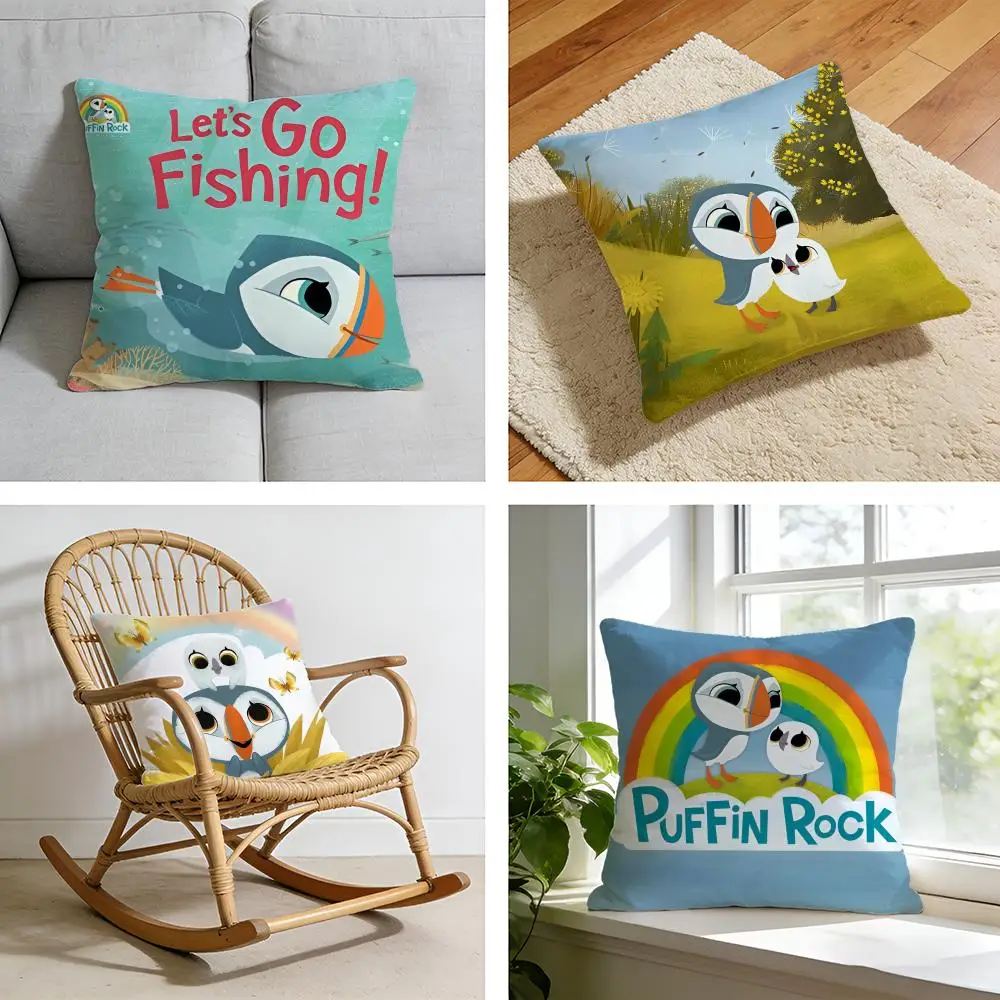 

Чехол для подушки Kwaii Puffin Rock P-Preschool, короткий плюшевый чехол для подушки для кровати, дивана, автомобиля, можно стирать.