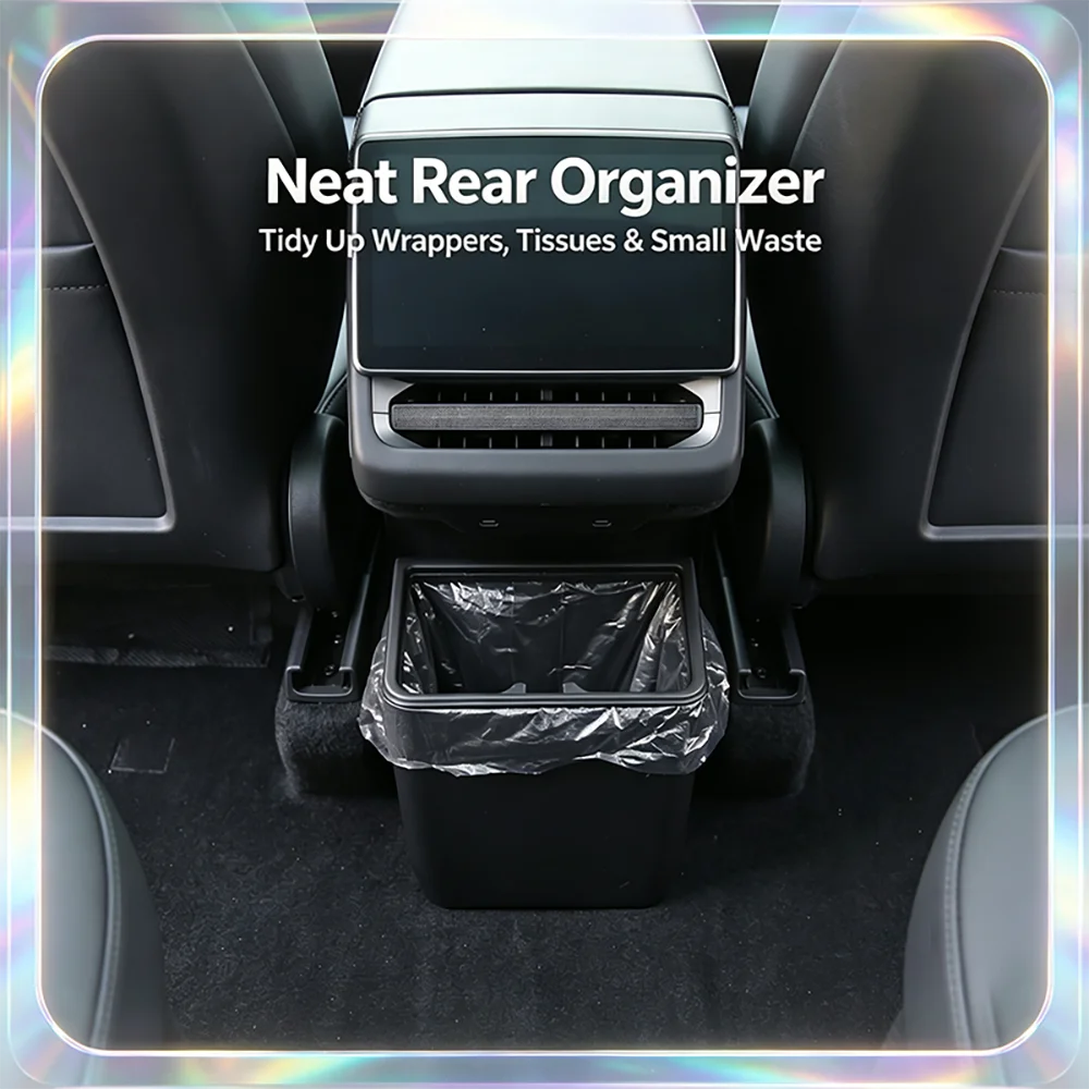 For Tesla Model Y 2025 ABS Car Rear Seat Storage Box Trash Bin With Cover Speical Organizer Umbrella Box Auto Interior Accessory - view 5