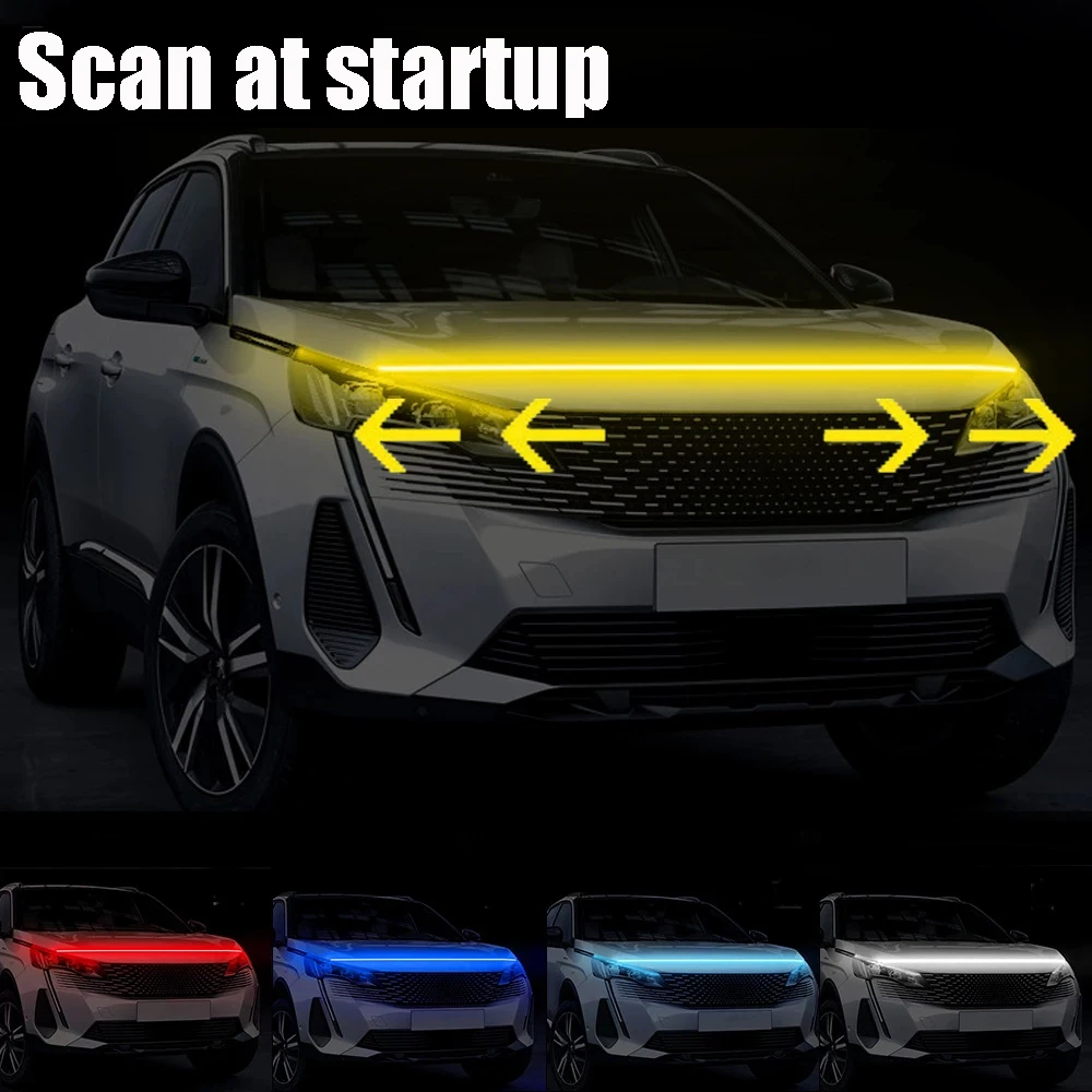 1 sztuk światła do jazdy dziennej samochodu kaptur listwa oświetleniowa przez typ Auto zmodyfikowany przód reflektor Upgrade Cuttable oświetlenie