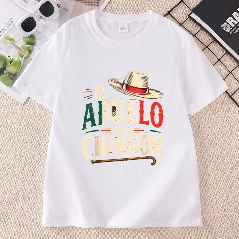 El Abuelo Mas Mexican Flag Dad t-Shirts Latina Father's day t Shirts cotton short sleeve round neck printed tshirts man clothing