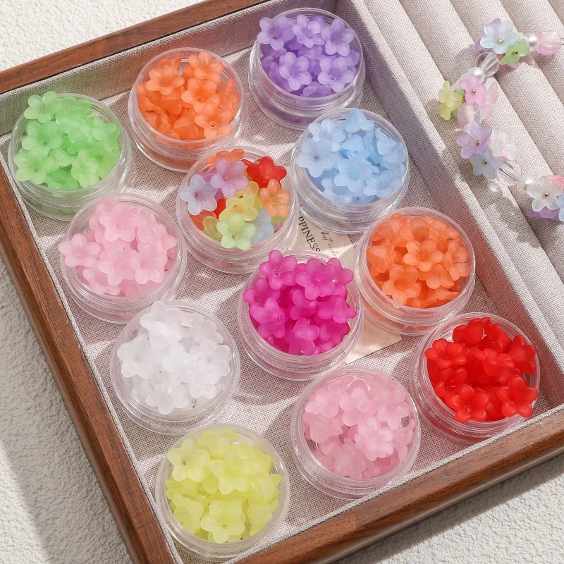 

45/130Pcs 12x12mm Frosted Acrylic Lily Loose Beads Mixed Color for DIY Jewelry Making Bracelet Necklace Handmade Craft Spacers