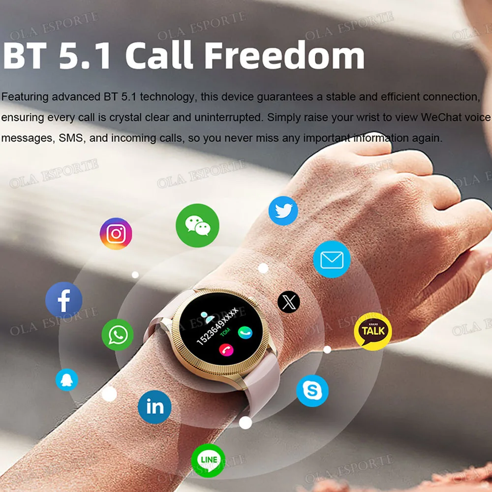 جير ساعة ذكية للنساء BT دعوة النساء الصحة مصباح يدوي الرجال Smartwatch 10ATM مقاوم للماء لتحديد المواقع تتبع مراقبة النوم ساعة رياضية