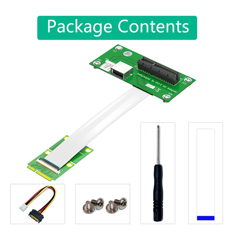 Przedłużacz Mini PCIE do PCI Express X4 Riser z portem USB2.0 Mały 4-pinowy zasilacz Magnetyczny kabel FPC do komputera stacjonarnego