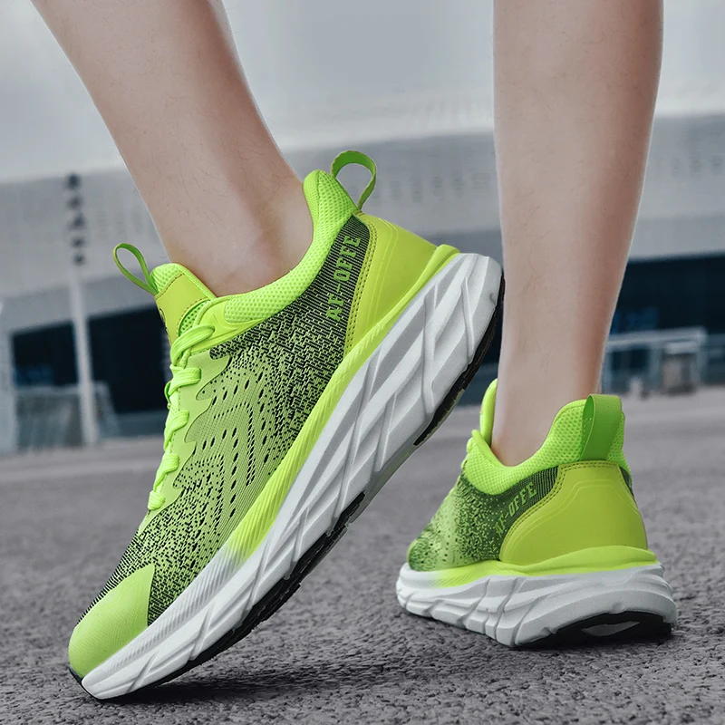 Jaka Fabric Marathon Men Running Shoes Women Comfy Sneakers Outdoor Jogging Breathable Soft Cushioning Athletic Training Shoes