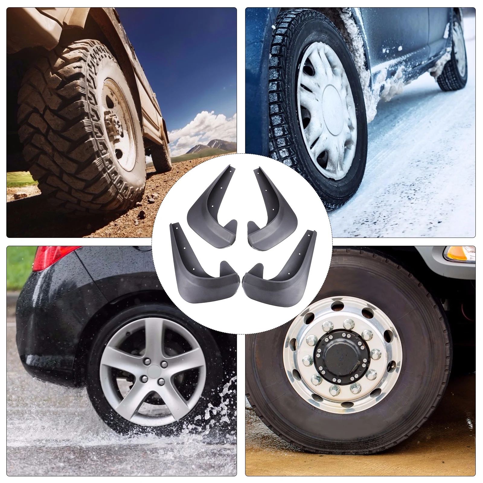

4pcs Universal Car Mudguard Durable Plastic Wheel Protector For Tires Splash Resistant Auto Mud Flap Vehicle Mudguard