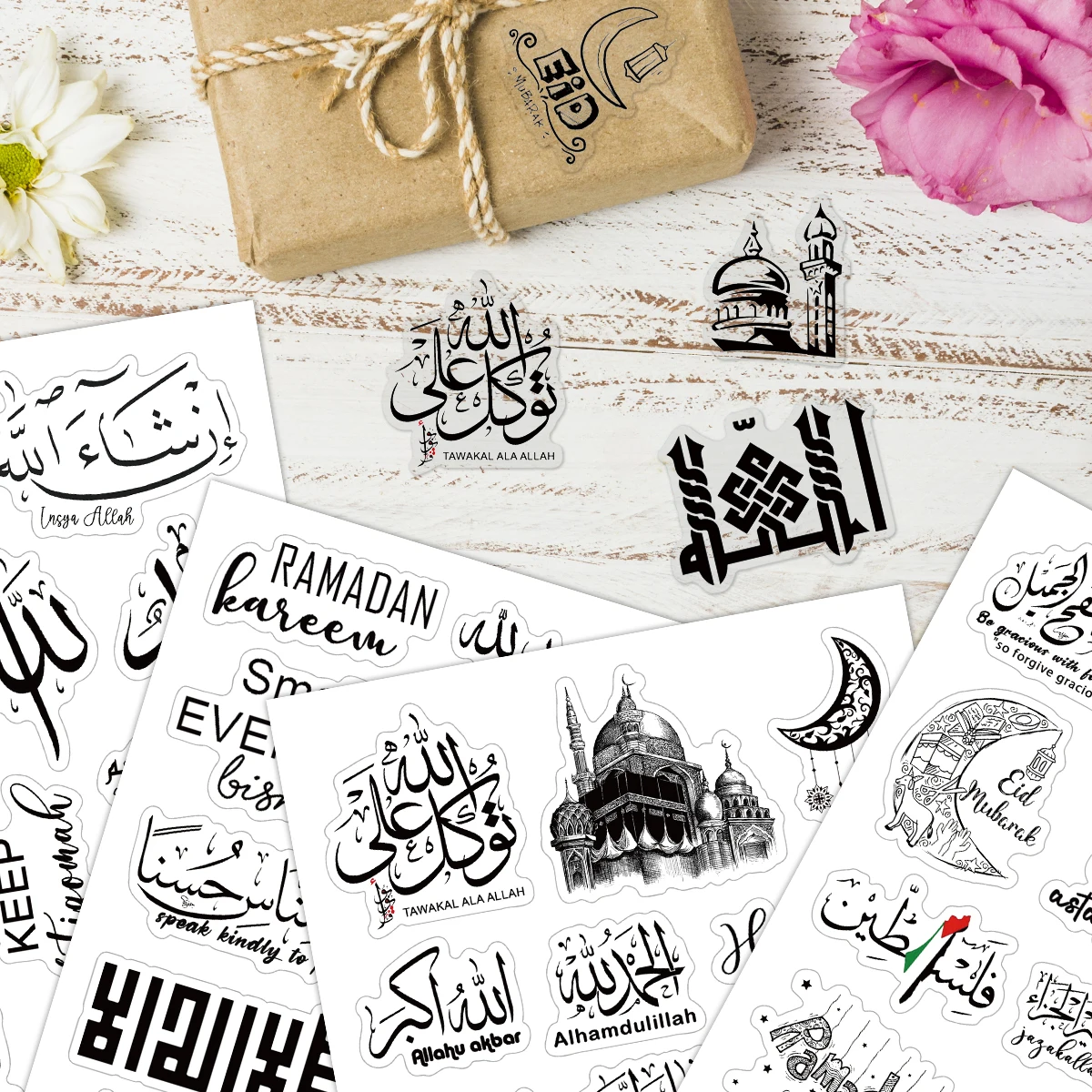 4sheets-60pcs Ramadan Daily Spiritual Reminders Transparent Pvc Stickers,Islamic Quotes Scrapbook Labels For Quranjournals,Gifts view 6