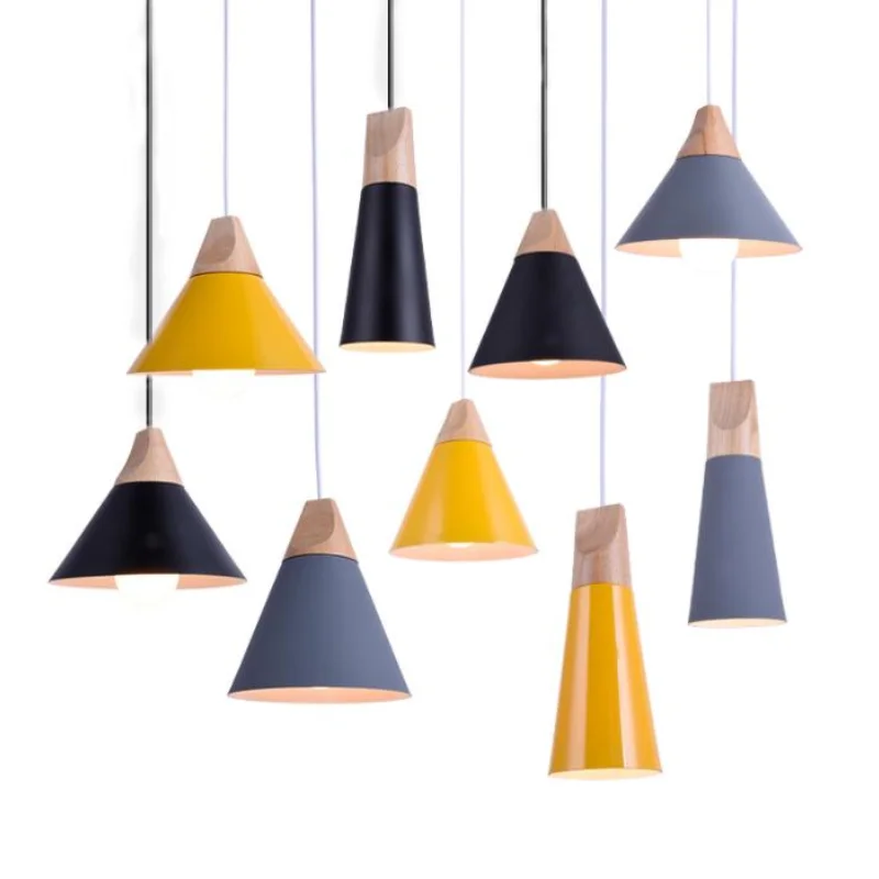 

Pendant Lights Modern Wood Pendant Lamp Nordic light For Cafe Restaurant Bedroom Hanglamp Kitchen Colorful Suspension Luminaire