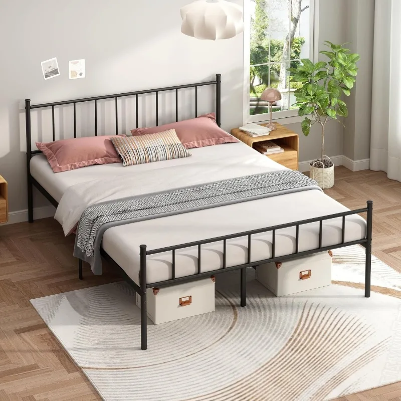

Platform Bed Frame - Black Metal Bed Frame Heavy Duty Base with Headboard and Footboard,Steel Slat Support,No Box Spr