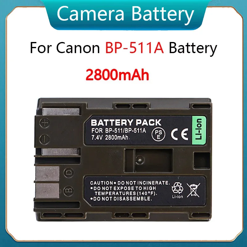 

BP-511A BP511 BP 511A Battery for Canon G6 G5 G3 G2 G1 EOS 300D 50D 40D 30D 20D 5D Camera 2800mAh