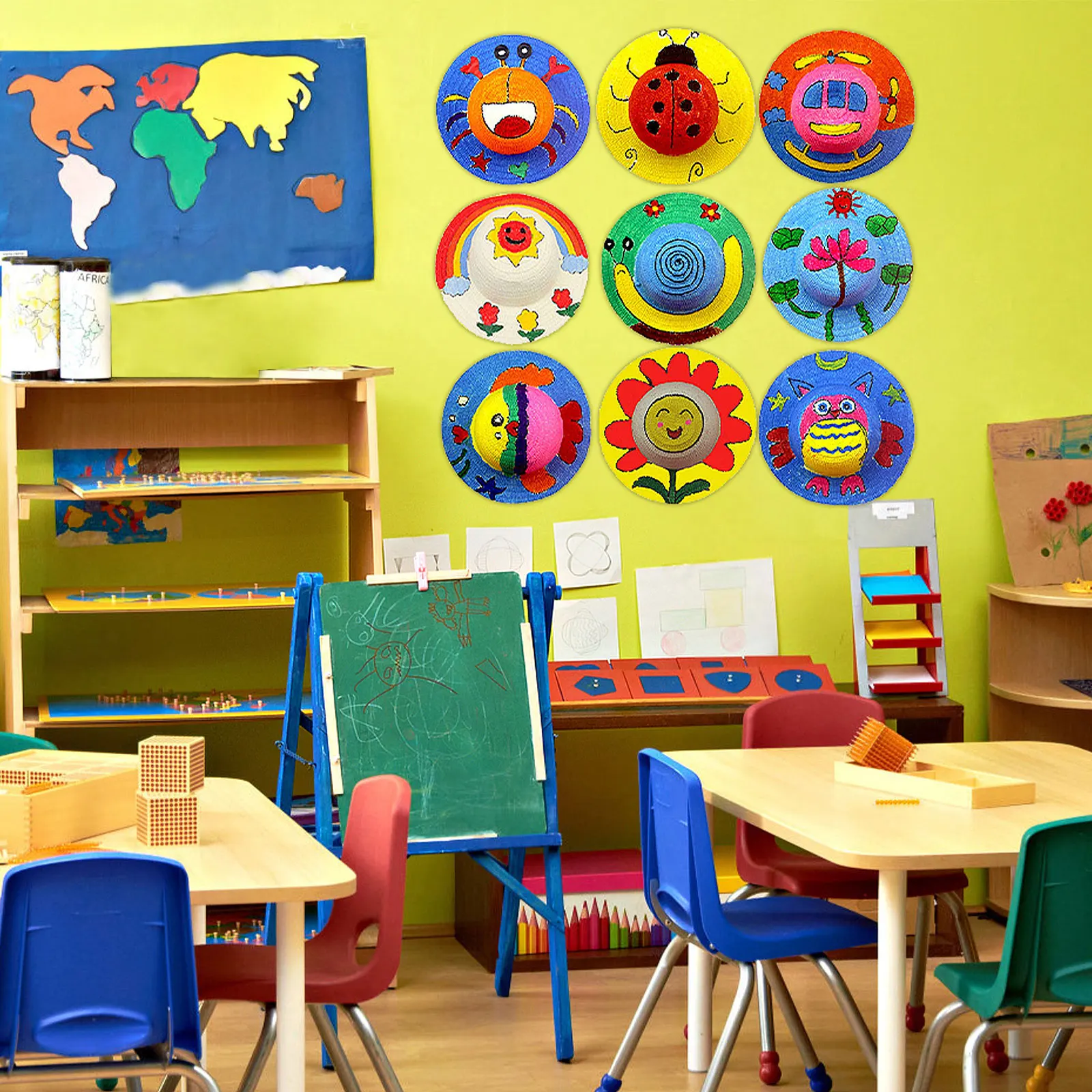 

8pcs Plain Straw Hats for Kids Craft Kits Unfinished Painting Crafts Children DIY Sunhats Summer Party Favors School Activities