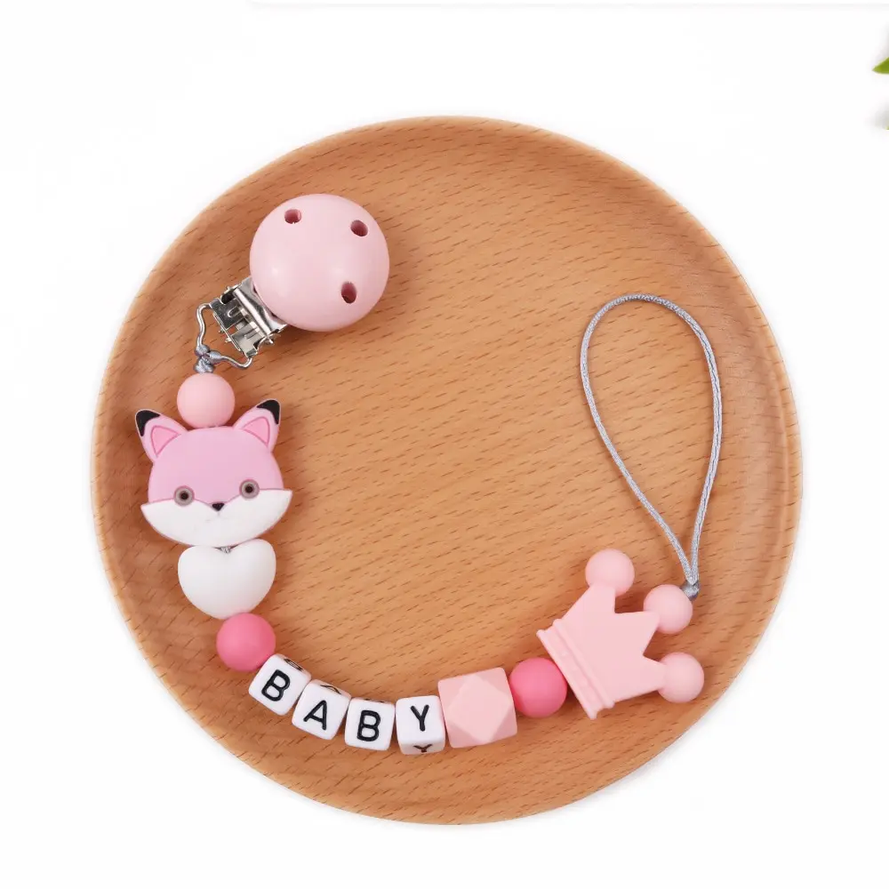 Personalized Name Baby Pacifier Clips Animal Silicone Pacifier Chain Holder for Baby Teething Soother Chew Toy Dummy Clips