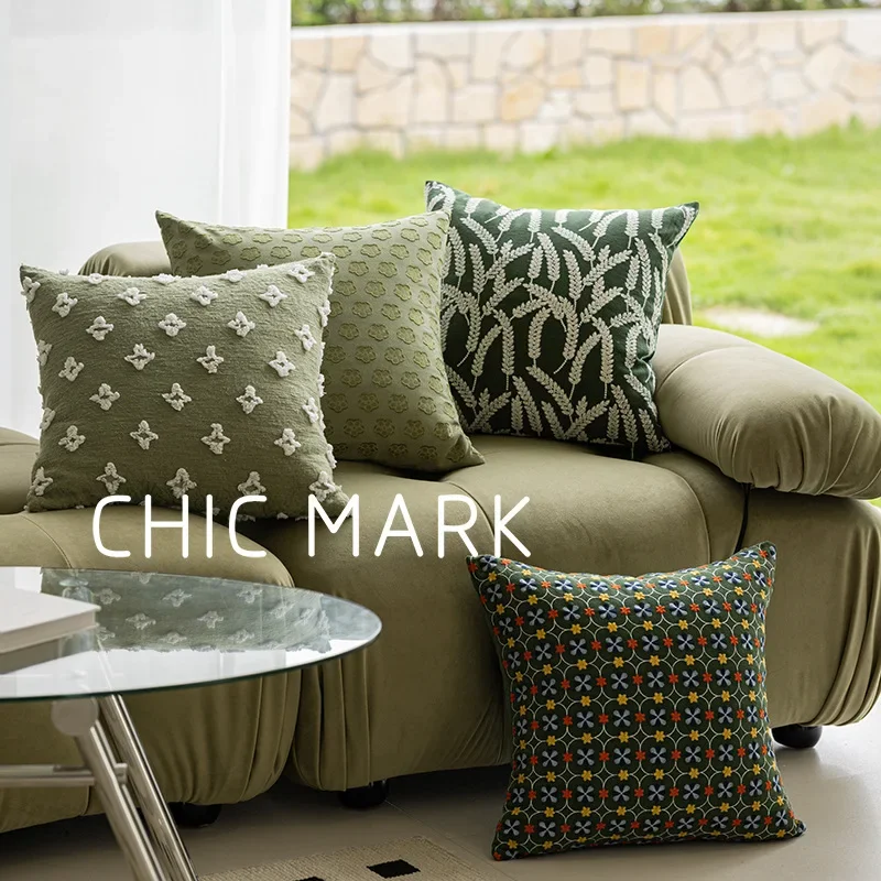 

Nordic Cushion Cover Plant Flower Embroidery Cushions Covers Ins Style Home Decorative Cotton Pillowcase for Living Room