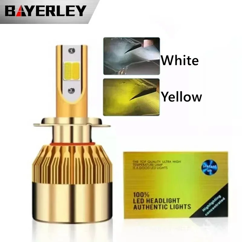 LED Flash control Double color H4 H7 Led Car Bulb Headlight 12V H8 H1 H3 9005 9006 Car-styling LED Dual  3000K 6000K  Fog Light