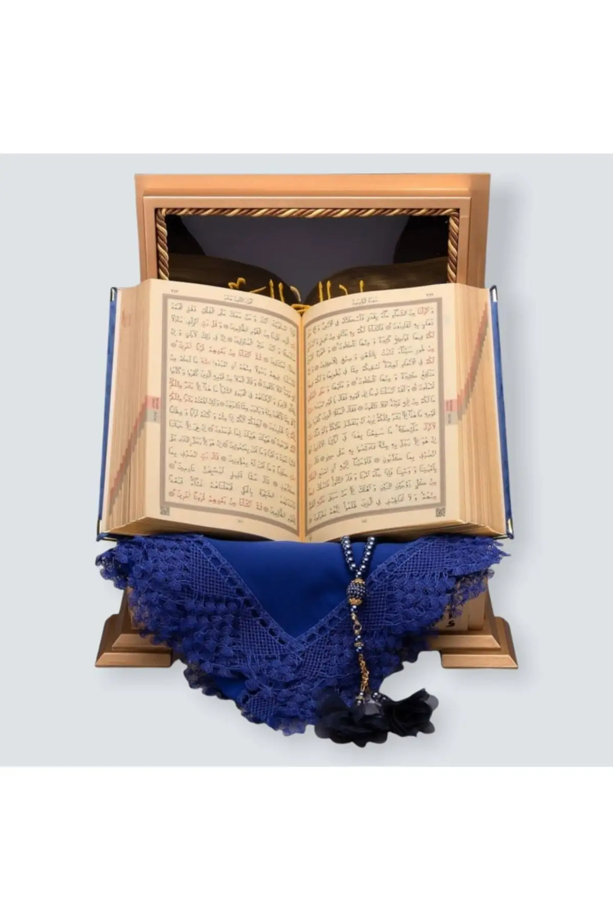 The Holy Quran Kerim Model Design Icon Gold Box Hafiz Boy Quran Set (navy blue)