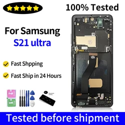 G998 G998U G998B Premium Lcd For Samsung S21 Ultra 5G Display Touch Screen Digitizer Panel Assembly S21Ultra  Screen With Frame