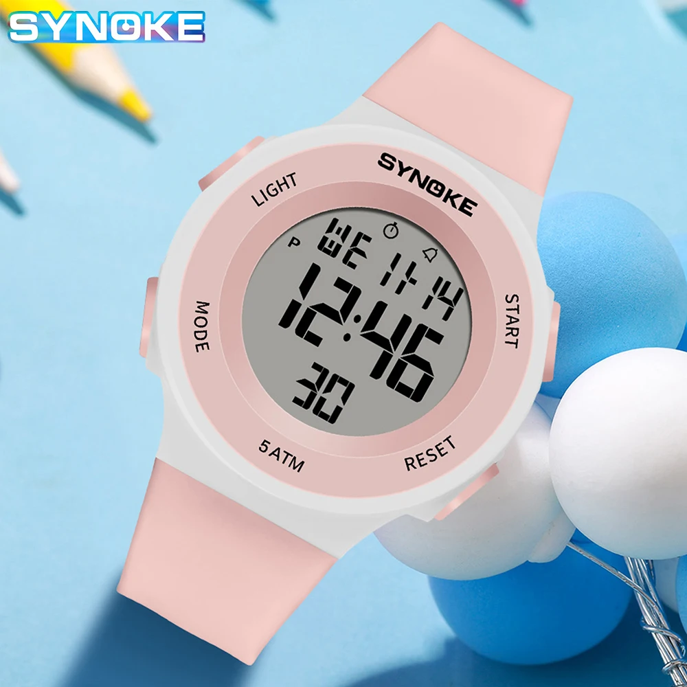 SYNOKE Digital Watches Kids Sports Luminous Multifunction Waterproof Chrono Wristwatch Outdoor Girls Fashion Student Watch New