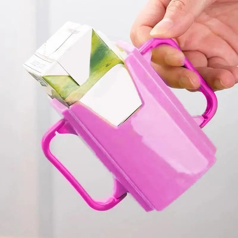Adjustable Milk Cup Holder with Handle Juice Box Holder Anti Squeeze Bag Holder Portable Adjustable Milk Carton Cup Holder