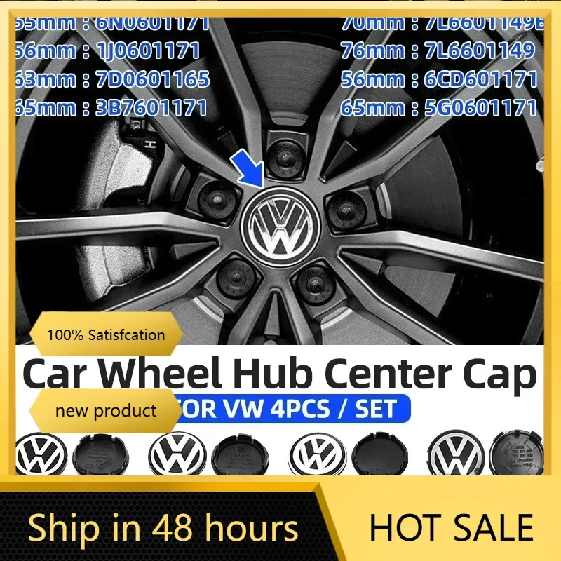 4PCS VW 56mm 63mm 65mm 70mm Car Wheel Center Hub Caps Cover accessories For Volkswagen Golf Polo Passat Touran CC B5 B6 B7 Jetta