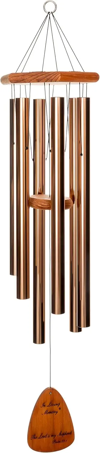 

18-inch Bronze Windchime with 'The Lord is My Shepherd' Design, Hand-Tuned G Scale for Outdoor Decor