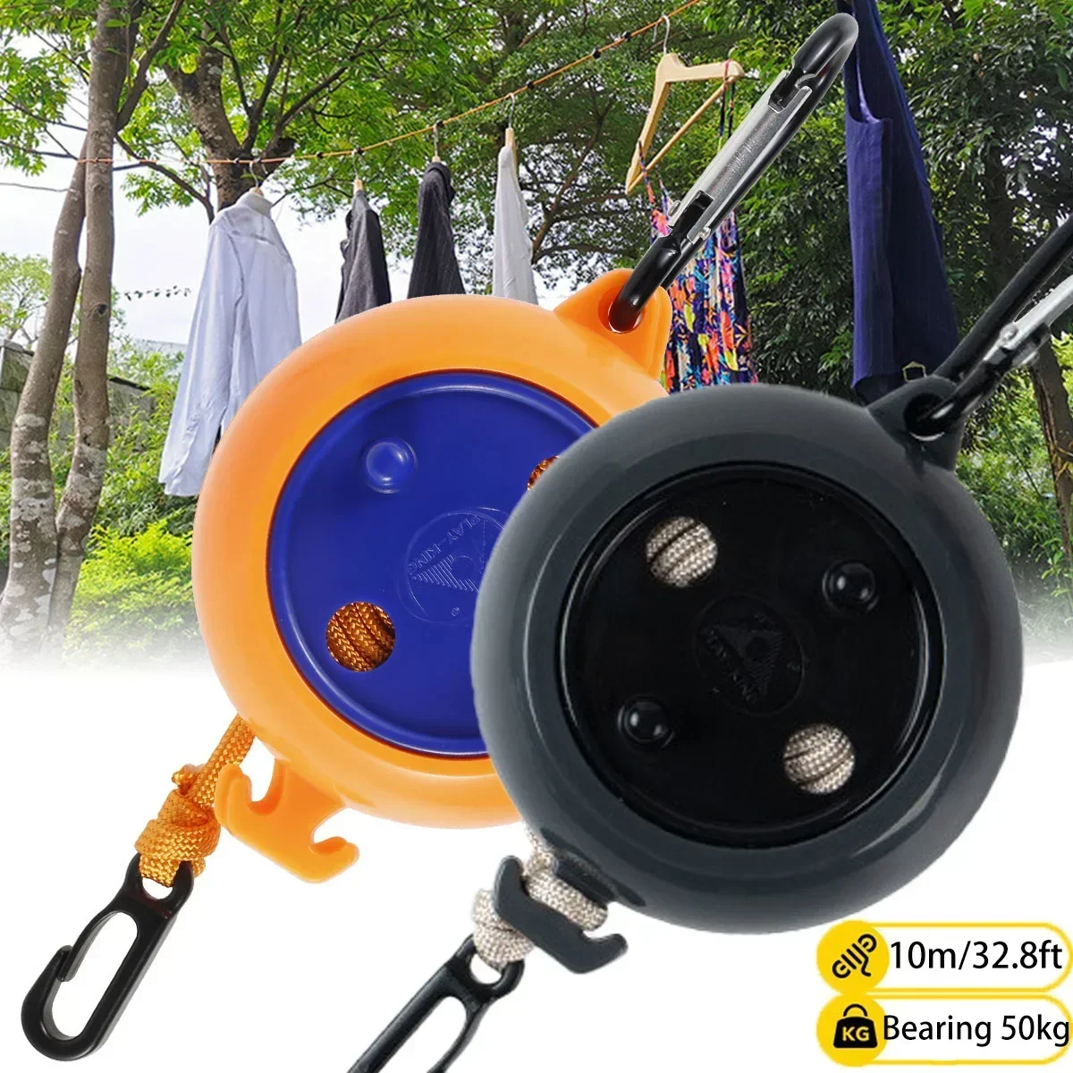 Corde à linge rétractable de 10 m/32,8 pieds, ligne de lavage, corde à linge de voyage, corde à linge Portable, ligne de séchage réglable pour