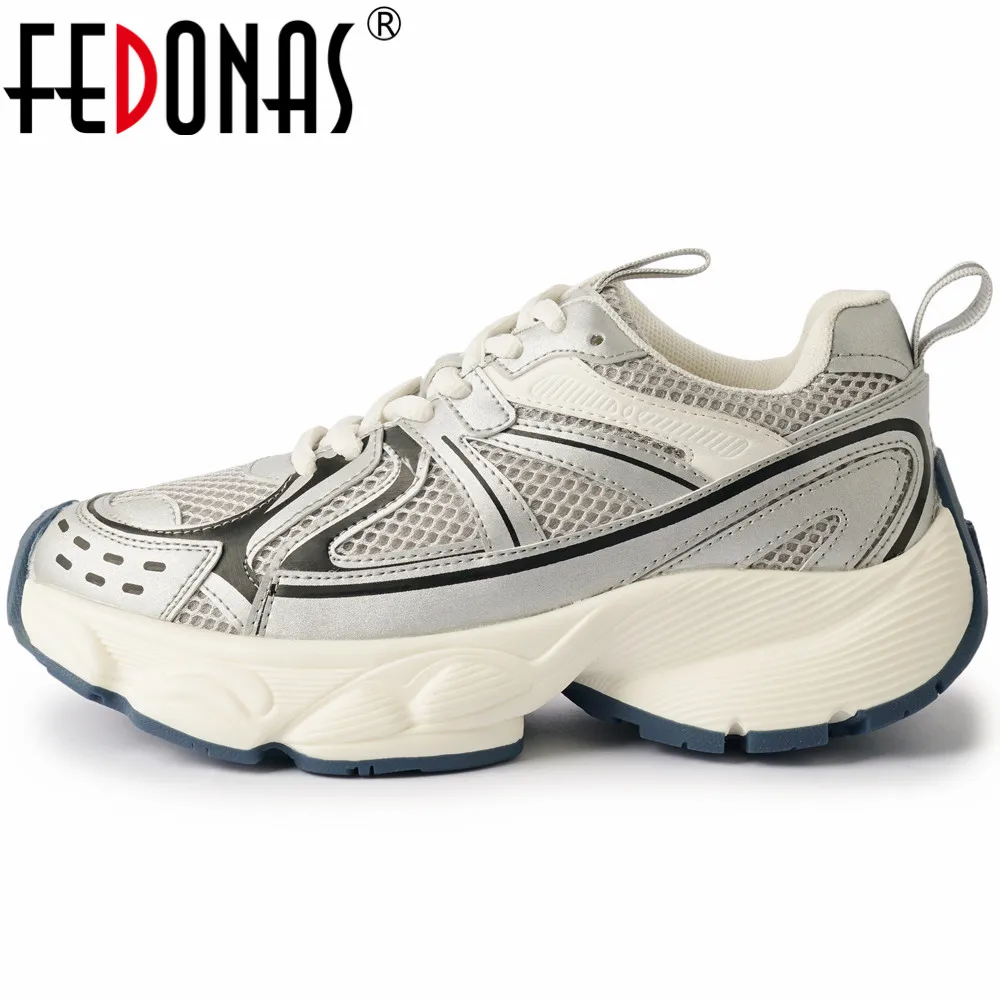 

FEDONAS Popular Fashion Women Sneakers Spring Summer Splicing Genuine Leather Shoes Woman Lace-Up Casual Leisure Sport Shoes New